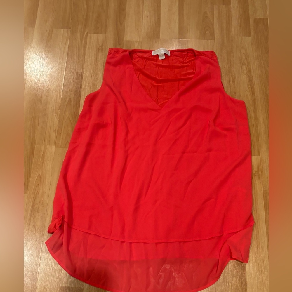 Michael Kors Red Sleeveless V-Neck Blouse